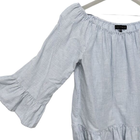 SANCTUARY 100% Linen Striped Peplum Top L - Picture 3 of 7